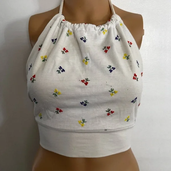 Vintage 1970’s JCPenny Halter Top Embroidered Adjustable 70s Woodstock style Guc - Picture 2 of 9
